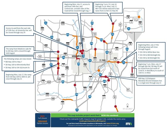 Metro Weekend Traffic Impacts: July 14-16