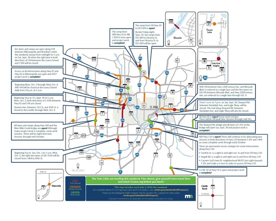 Metro Weekend Traffic Impacts: Sept. 29-Oct. 1