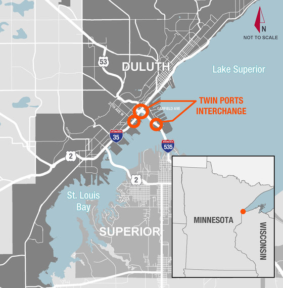Twin Ports Interchange project map