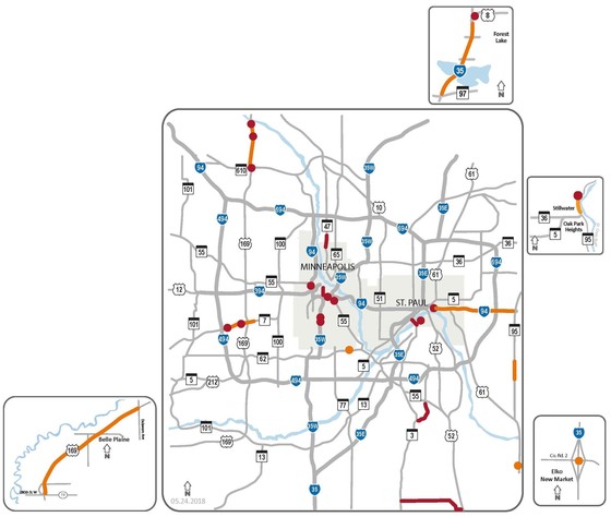 Metro Weekend Traffic Impacts Map: May 24-28