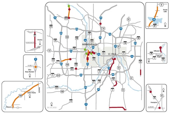 Metro Weekend Traffic Impacts Map: June 15-17