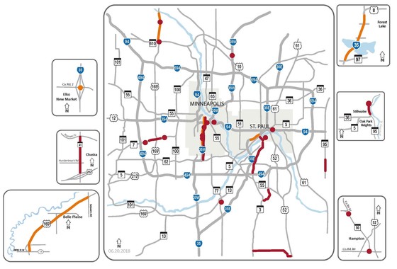 Metro Weekend Traffic Impacts Map: June 22-24