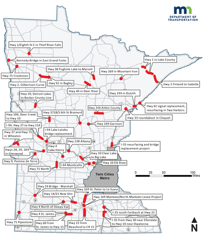 Map of statewide traffic impacts