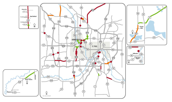 MnDOT Metro Weekend Traffic Impacts Map