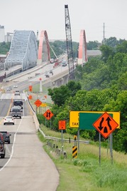 Bridge in Hastings, Minnesota with cars on bridge