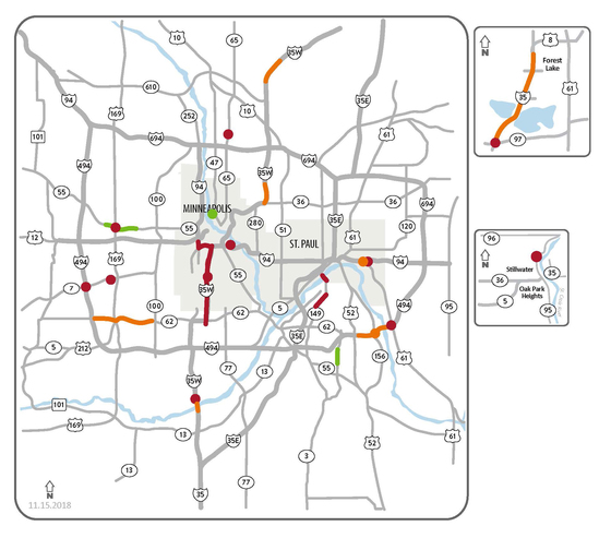 MnDOT Metro Weekend Traffic Impacts Map