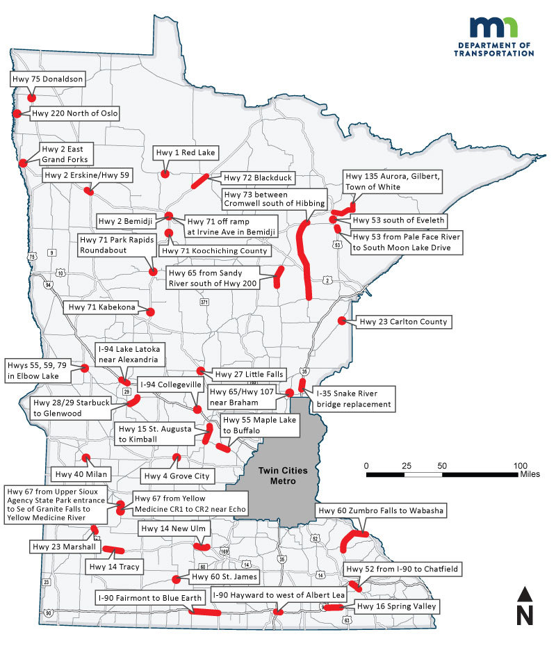 Statewide traffic impacts map
