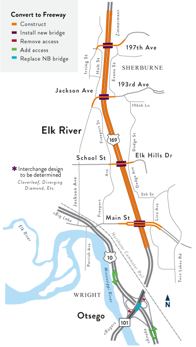 Hwy 169 project map in Elk River
