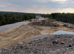 Piles of rock, sand and other natural materials at a construction site in northern Minnesota.
