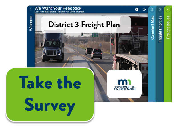 graphic of MetroQuest application for MnDOT District 3 Freight Plan survey 