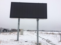 Roadside message along Minnesota roadway during the winter.