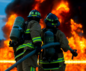 Firefighters at fire