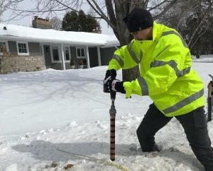 City of Edina testing chloride levels in snow pack.