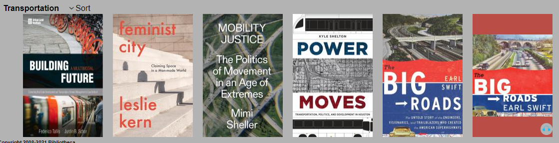 Selection of transportation e-books available through the MnDOT library.