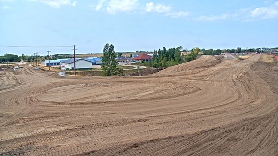 Photo of Highway 55 work zone, including 160th Street intersection and roundabout location