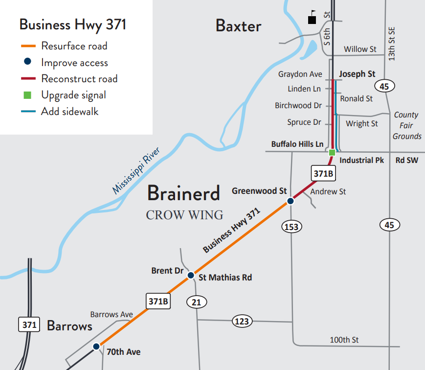 2022 ROADWORK AHEAD: Business Hwy 371—Barrows to Brainerd