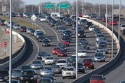 Cars sitting in traffic on MN freeway