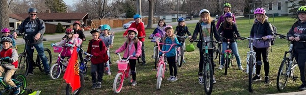 Group of children riding bikes