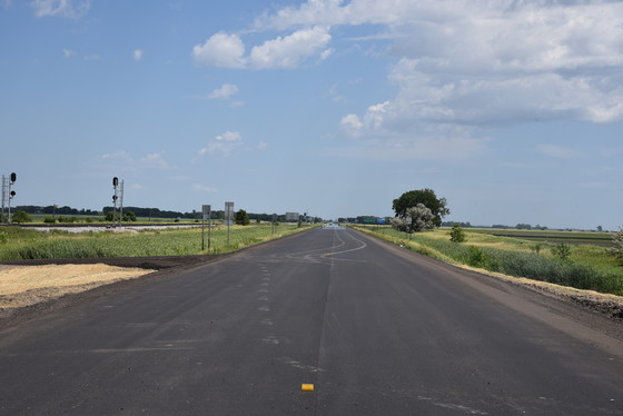 View of paving on Highway 55 east of Highway 9