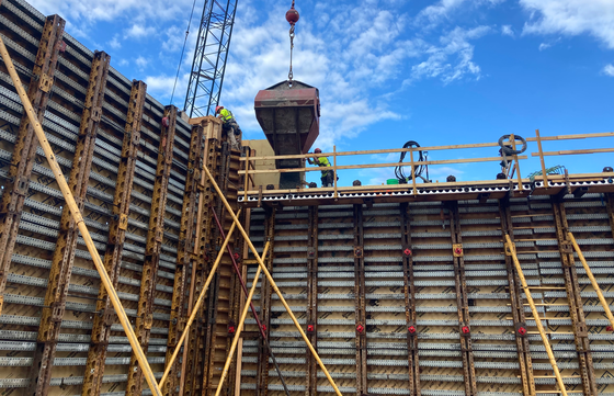 197th Ave. bridge abutment construction