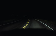 Road with retroreflectivity, night time