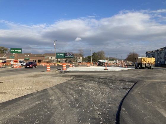 Photo of construction work at Highway 43 and Sarnia Street in Winona. 