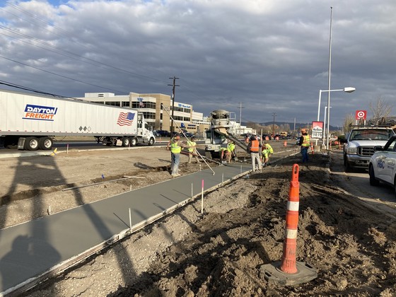 Photo of sidewalk paving along the east side of Highway 43 in Winona.