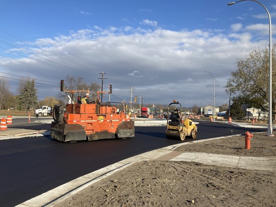 Photo of paving work at Frontenac Drive and Highway 43 in Winona.