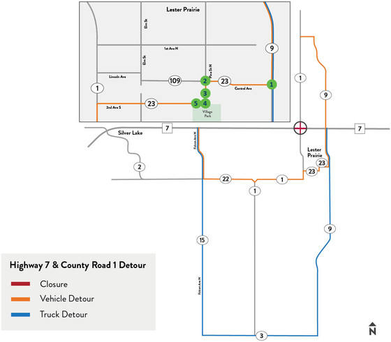 Hwy 7 detour map with safety enhancements