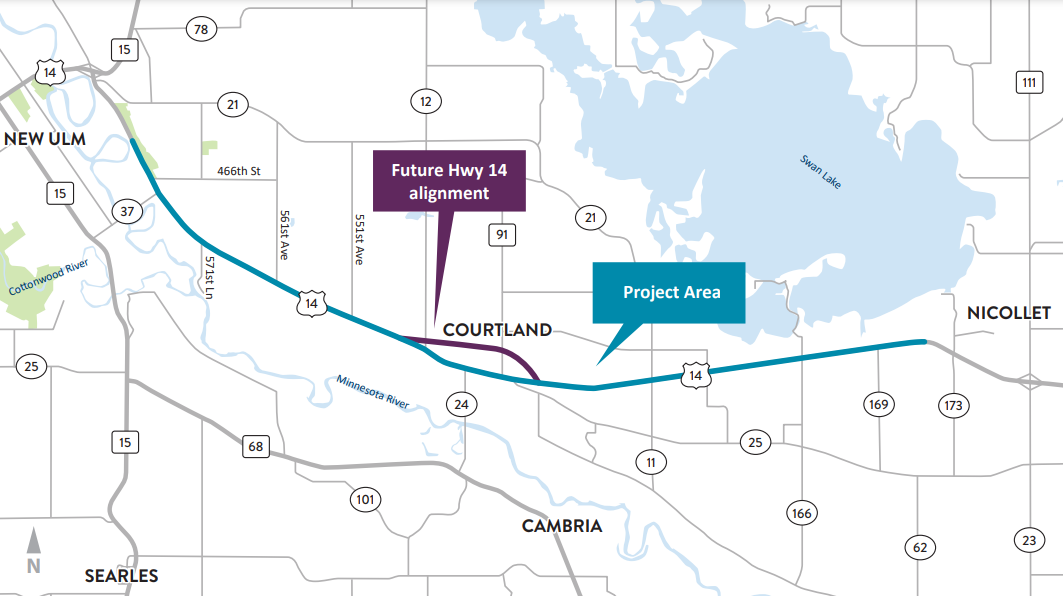 Construction on Highway 14 from New Ulm to Nicollet resumes April 10