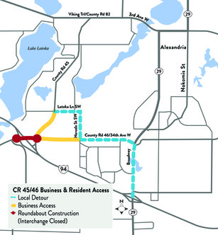 CR 45/46 detour map