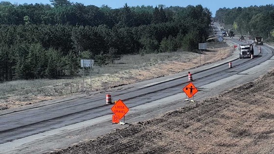 View of Highway 34 construction