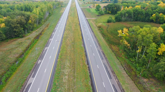 An aerial view of the Hwy 23 North Gap 4-lane expansion project