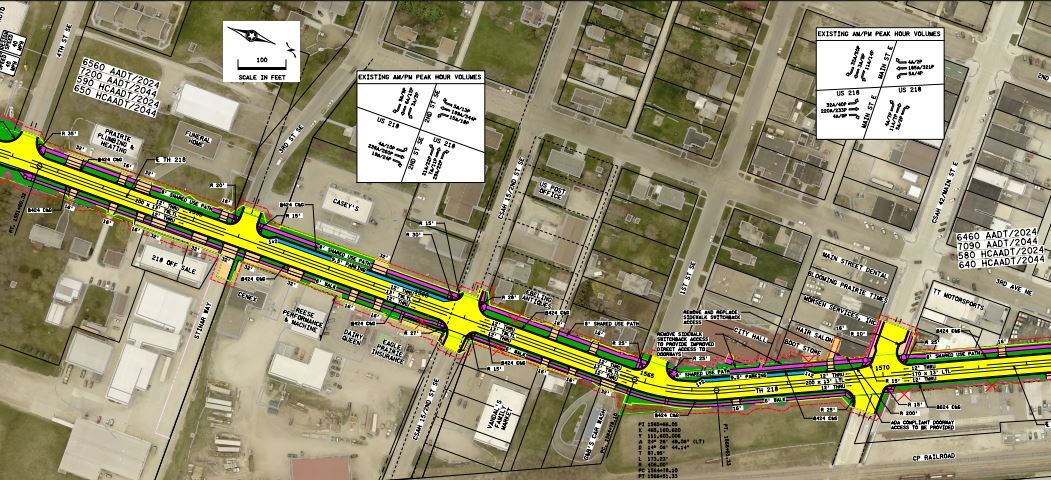 Portion of the planned changes to Hwy 218 in Blooming Prairie