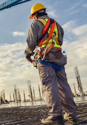 Construction worker wearing safety gear