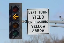 Stop light with flashing yellow arrow for left turn