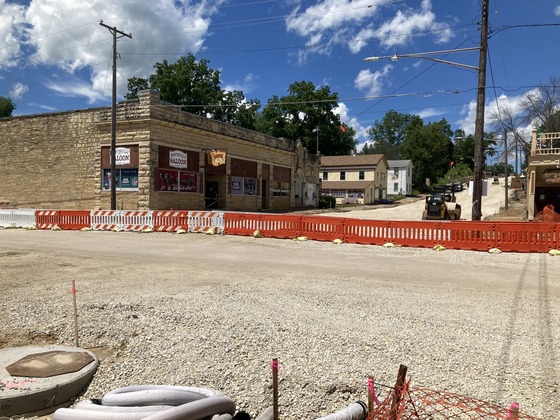 Photo showing Highway 57 construction in Mantorville at Fifth Street.