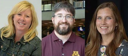 Head shots of Mindy Carlson, Andrew Wruckle and Katherine Stanley