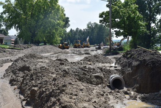 Crews install storm sewer