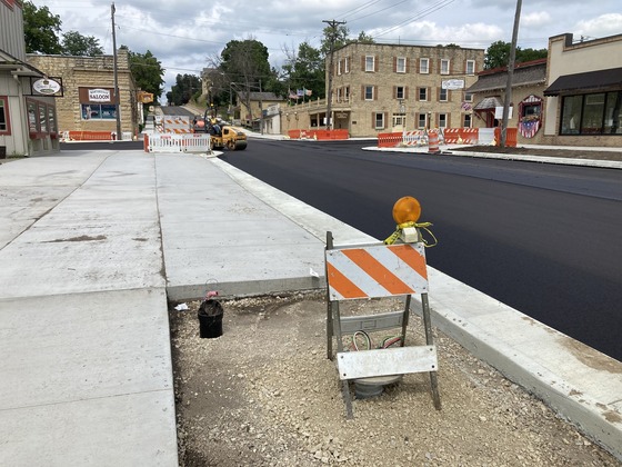 Photo of construction zone in Mantorville on Highway 57 near Fifth Street.