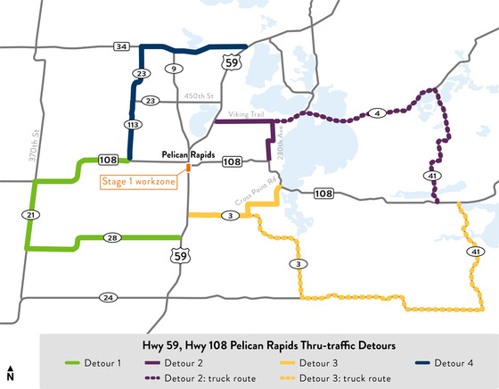 Regional detour map