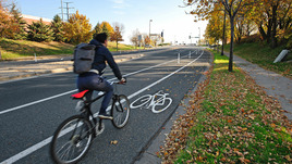 Photo of cyclist in marked cycling lane