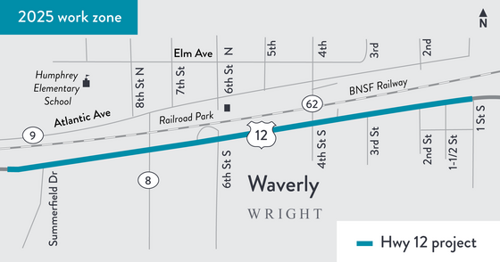 Hwy 12 in Waverly map