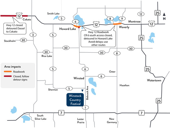Map of routes available to event