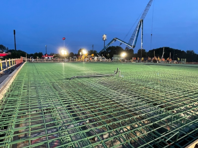 Photo of rebar on Fourth Street Northwest bridge over Interstate 90 in Austin, Minnesota.