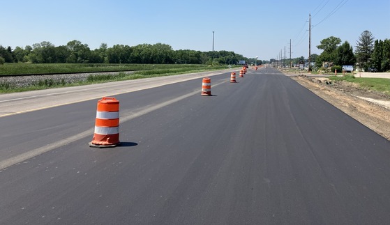 Photo of widening along the north side of Hyw 55