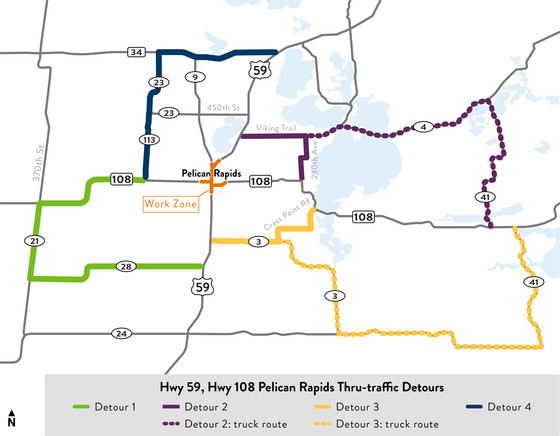 regional detour map