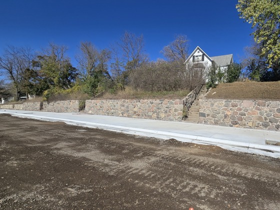 Sidewalks and rock wall repairs