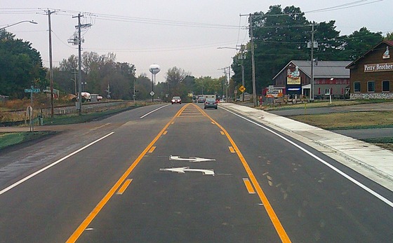 Added center turn lane on Hwy 55