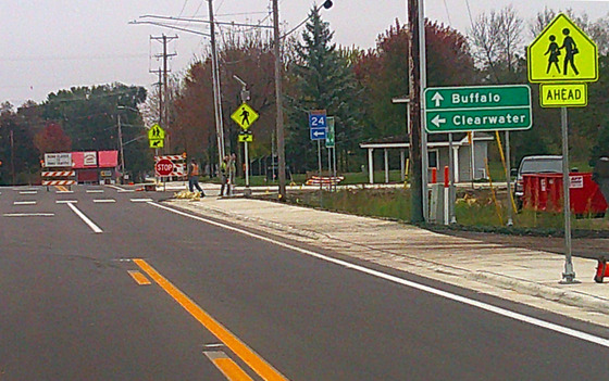 New flashing crosswalk at Harrison St.